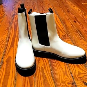 White ASTR leather lug sole Chelsea boots